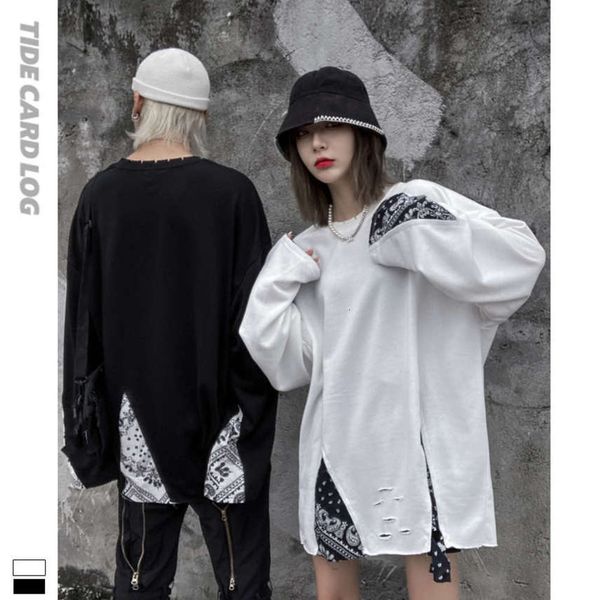 Autumn winter new hole Slouchy sweater men's women's fashion brand loose set carved fabric splicing top, Black
Autumn winter new hole Slouchy sweater men's women's fashion brand loose set carved fabric splicing top, Black
