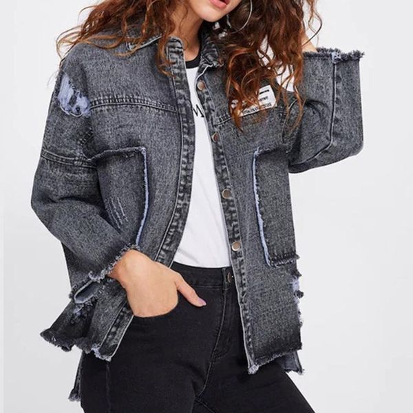 women's jackets 2021 autumn casual women jacket long sleeve denim patch work solid single-breasted grey suit fall clothes for ladies, Black;brown
women's jackets 2021 autumn casual women jacket long sleeve denim patch work solid single-breasted grey suit fall clothes for ladies, Black;brown