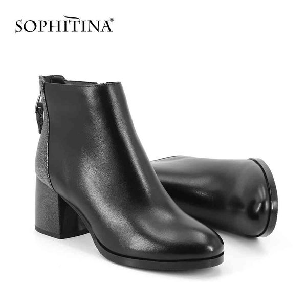 sophitina mixed colors boots fashion zipper comfortable round toe genuine leather shoes women ankle boots sc335 210513, Black
sophitina mixed colors boots fashion zipper comfortable round toe genuine leather shoes women ankle boots sc335 210513, Black