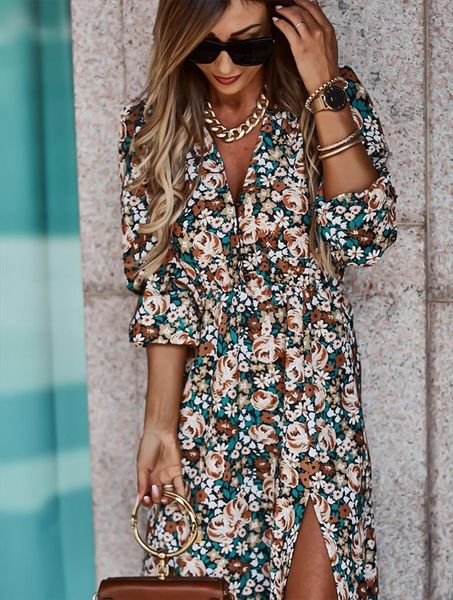 autumn v neck long floral women dress slim sleeve casual split print female boho elegant maxi party vestidos, Black;gray
autumn v neck long floral women dress slim sleeve casual split print female boho elegant maxi party vestidos, Black;gray