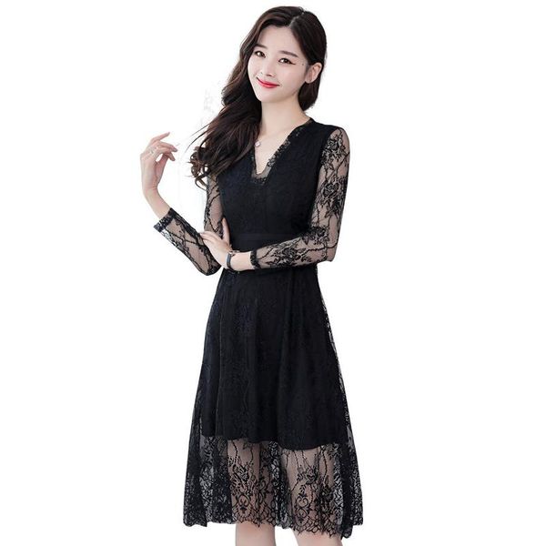 casual dresses lace dress women black purple 2xl plus size long sleeve 2021 spring summer korean office v neck slim vestidos ld294, Black;gray
casual dresses lace dress women black purple 2xl plus size long sleeve 2021 spring summer korean office v neck slim vestidos ld294, Black;gray