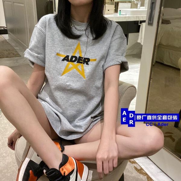 women's t-shirt ader early spring half round neck shirt five star embroidery simple loose version short sleeve korean, White
women's t-shirt ader early spring half round neck shirt five star embroidery simple loose version short sleeve korean, White