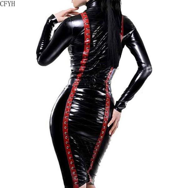 casual dresses women erotic midi faux leather long sleeve zipper front wet look lace up back bodycon vinyl dress 2021, Black;gray
casual dresses women erotic midi faux leather long sleeve zipper front wet look lace up back bodycon vinyl dress 2021, Black;gray