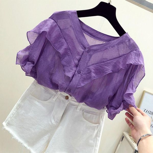 women's blouses & shirts chiffon shirt short-sleeved summer 2021 large sizethin and super fairy temperament corset blouse, White
women's blouses & shirts chiffon shirt short-sleeved summer 2021 large sizethin and super fairy temperament corset blouse, White