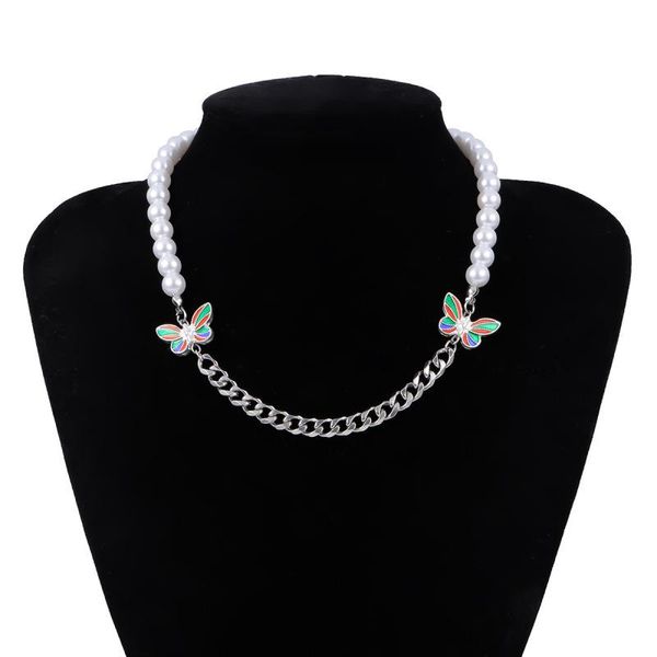 chains hip hop stainless steel cuban chain round beaded pearl necklace simple choker colorful butterfly for men women, Silver
chains hip hop stainless steel cuban chain round beaded pearl necklace simple choker colorful butterfly for men women, Silver