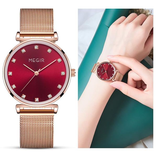 wristwatches megir 2021 diamond luxury women watches red rose gold stainless steel band quartz wristwatch ladies female watch japan movement, Slivery;brown
wristwatches megir 2021 diamond luxury women watches red rose gold stainless steel band quartz wristwatch ladies female watch japan movement, Slivery;brown