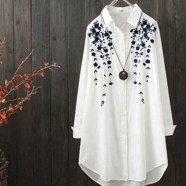100% spring cotton shirt female loose long flower embroidered blouse plus casual size white shirts d201
100% spring cotton shirt female loose long flower embroidered blouse plus casual size white shirts d201