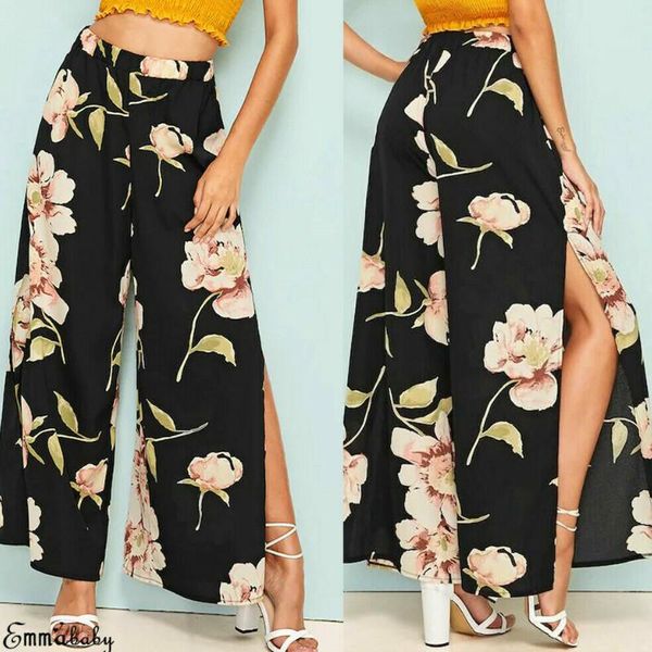 women long casual pant boho beach elastic high waist trousers summer floral print wide leg pants women's & capris, Black;white
women long casual pant boho beach elastic high waist trousers summer floral print wide leg pants women's & capris, Black;white