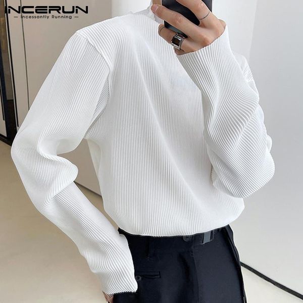 men's t-shirts stylidh men pleated half-high collar loose solid all-match tees long-sleeved bottoming camiseta s-5xl incerun 2021, White;black
men's t-shirts stylidh men pleated half-high collar loose solid all-match tees long-sleeved bottoming camiseta s-5xl incerun 2021, White;black