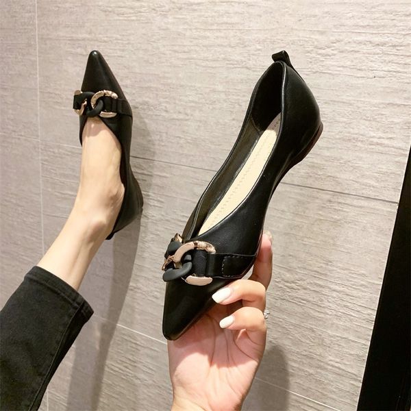 pointed single autumn chain flat heel soft sole comfortable scoop women's shoes, Black
pointed single autumn chain flat heel soft sole comfortable scoop women's shoes, Black