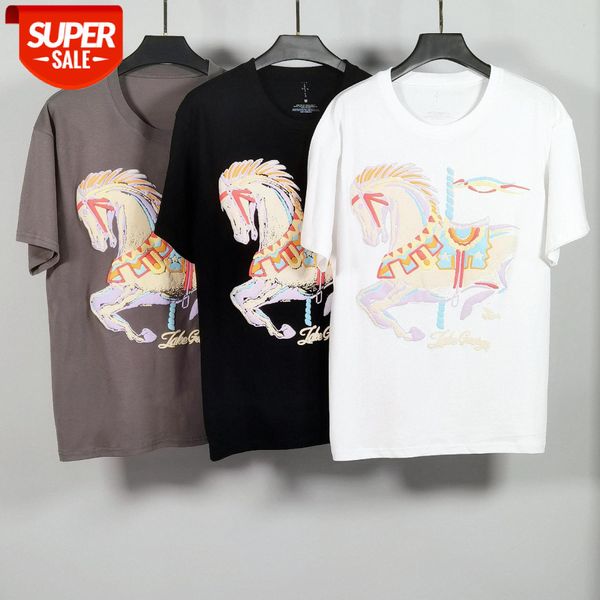 travis scott carousel three-dimensional round neck short-sleeved t-shirt foam printing #xl8s, White;black