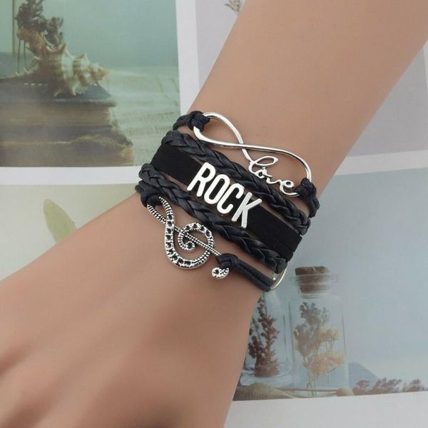infinity love rock bracelet charm music men fashion leather braid wrap bangles jewelry party gift for women girl bracelets, Golden;silver
infinity love rock bracelet charm music men fashion leather braid wrap bangles jewelry party gift for women girl bracelets, Golden;silver
