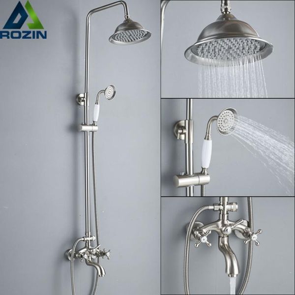 luxury rainfall shower mixer faucet in wall dual handle bath set brass spout and handshower brushed nickel cold tap bathroom sets
luxury rainfall shower mixer faucet in wall dual handle bath set brass spout and handshower brushed nickel cold tap bathroom sets