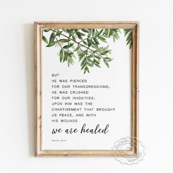 paintings isaiah we are healed bible verse poster, scriptures quote watercolor plant wall art, christian pray blessing home decoration
paintings isaiah we are healed bible verse poster, scriptures quote watercolor plant wall art, christian pray blessing home decoration