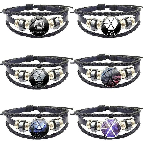 charm bracelets jewelry plated with glass cabochon black leather bracelet bangle for kids beads supernatural fashion star exo, Golden;silver
charm bracelets jewelry plated with glass cabochon black leather bracelet bangle for kids beads supernatural fashion star exo, Golden;silver