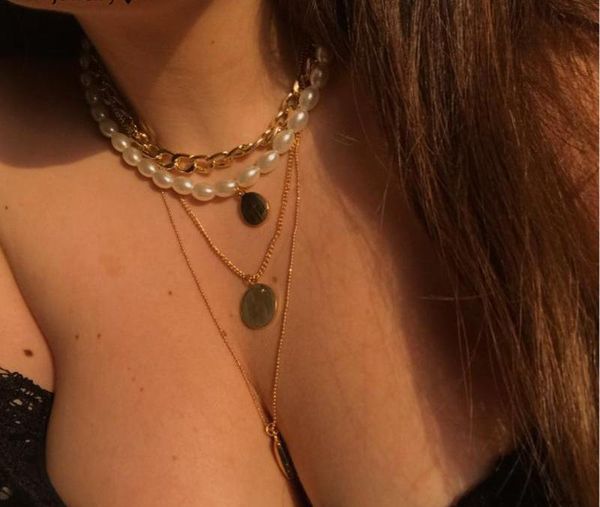 pendant necklaces if you romantic style gold multilayer pearl lock cross multi-shape necklace for women party accessories gift jewelry, Silver 
pendant necklaces if you romantic style gold multilayer pearl lock cross multi-shape necklace for women party accessories gift jewelry, Silver