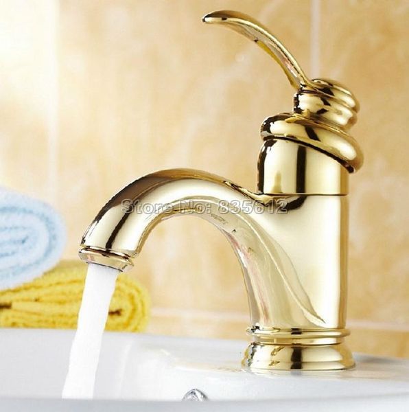 bathroom sink faucets single hole deck mounted polished gold color brass faucet handle basin & vessel mixer tap wnf230 
bathroom sink faucets single hole deck mounted polished gold color brass faucet handle basin & vessel mixer tap wnf230
