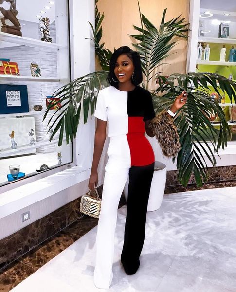 women's jumpsuits & rompers 2021 summer style, three-color stitching, fashion casual round collar short sleeve, two-piece set, Black;white
women's jumpsuits & rompers 2021 summer style, three-color stitching, fashion casual round collar short sleeve, two-piece set, Black;white