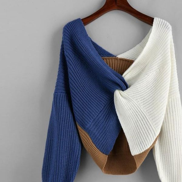 newly casual splice womens blouses v neck pullover loose sweater knitwear blouse plus size femme, White
newly casual splice womens blouses v neck pullover loose sweater knitwear blouse plus size femme, White