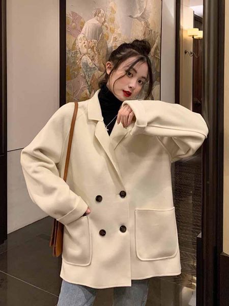 korean version loose double-breasted collar woolen jacket women's autumn winter temperament mid-length versatile jackets, Black;brown
korean version loose double-breasted collar woolen jacket women's autumn winter temperament mid-length versatile jackets, Black;brown