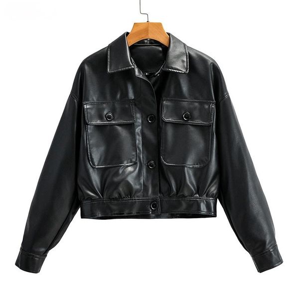 women's leather & faux aibeautyer spring autumn casual loose drop sleeve outwear soft women single breasted street moto bike pu coat, Black
women's leather & faux aibeautyer spring autumn casual loose drop sleeve outwear soft women single breasted street moto bike pu coat, Black