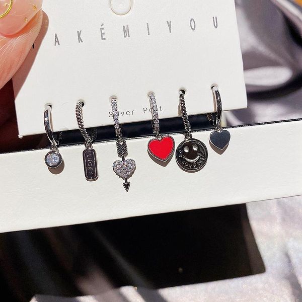 6pcs mix black gun plated dangle earrings pack cz crystal cupid arrow red heart for women & chandelier, Silver
6pcs mix black gun plated dangle earrings pack cz crystal cupid arrow red heart for women & chandelier, Silver