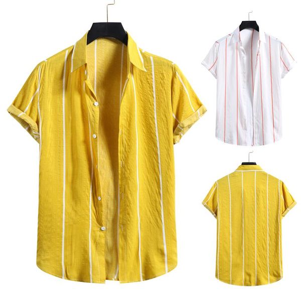 men's casual shirts white striped fashion simple beach short sleeve yellow shirt men summer 2021 cotton linen boutique chemise h, White;black
men's casual shirts white striped fashion simple beach short sleeve yellow shirt men summer 2021 cotton linen boutique chemise h, White;black