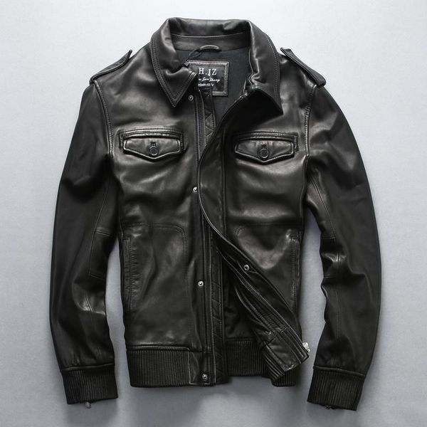 men's leather & faux fashion motorcycle autumn jacket men shoulders lapel casual black sheepskin genuine winter coat
men's leather & faux fashion motorcycle autumn jacket men shoulders lapel casual black sheepskin genuine winter coat