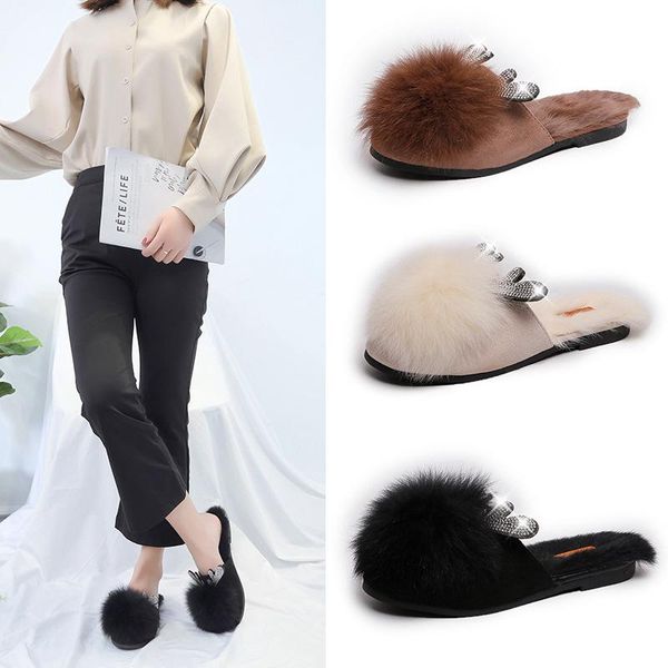 crystal deer ears fur slippers women suede solid color femme pantuflas cute round toe mules shoes indoor pompom furry slides2021, Black
crystal deer ears fur slippers women suede solid color femme pantuflas cute round toe mules shoes indoor pompom furry slides2021, Black