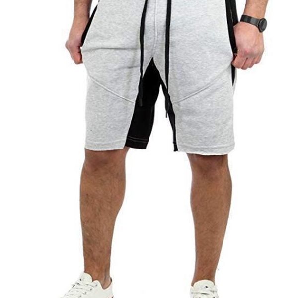 men's shorts 2021 summer sports fitness casual capris color matching wind, White;black
men's shorts 2021 summer sports fitness casual capris color matching wind, White;black