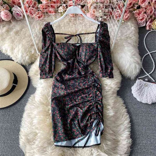 summer style halter floral square neck puff sleeve dress with waist and slimming wrinkle drawstring bag hip short c110 210506, Black;gray
summer style halter floral square neck puff sleeve dress with waist and slimming wrinkle drawstring bag hip short c110 210506, Black;gray