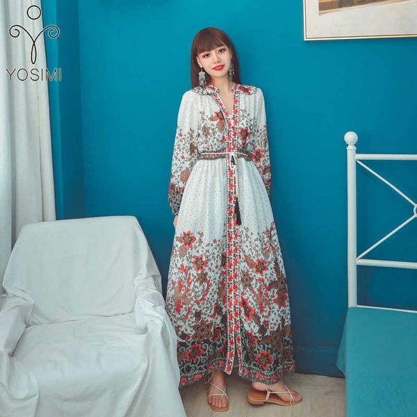 yosimi long women dress spring summer floral print chiffon v-neck loose straight belt ankle-length sleeve shirt 210604, Black;gray
yosimi long women dress spring summer floral print chiffon v-neck loose straight belt ankle-length sleeve shirt 210604, Black;gray