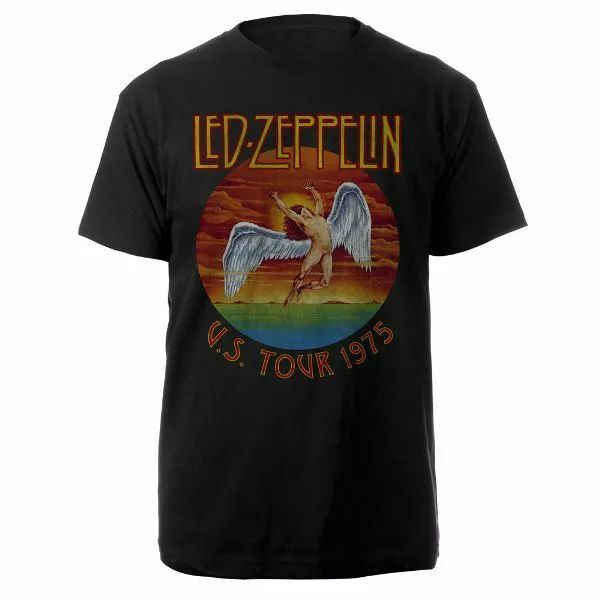official led zeppelin t shirt usa tour 1975 black classic rock metal band tee, White;black
official led zeppelin t shirt usa tour 1975 black classic rock metal band tee, White;black