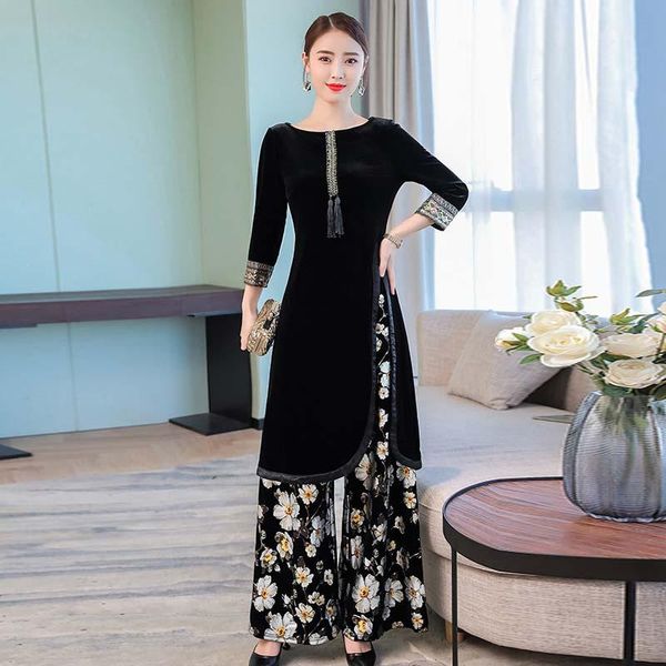 casual dresses autumn winter large size flower print women two-piece dress wide leg pants slim set re2155, Black;gray
casual dresses autumn winter large size flower print women two-piece dress wide leg pants slim set re2155, Black;gray