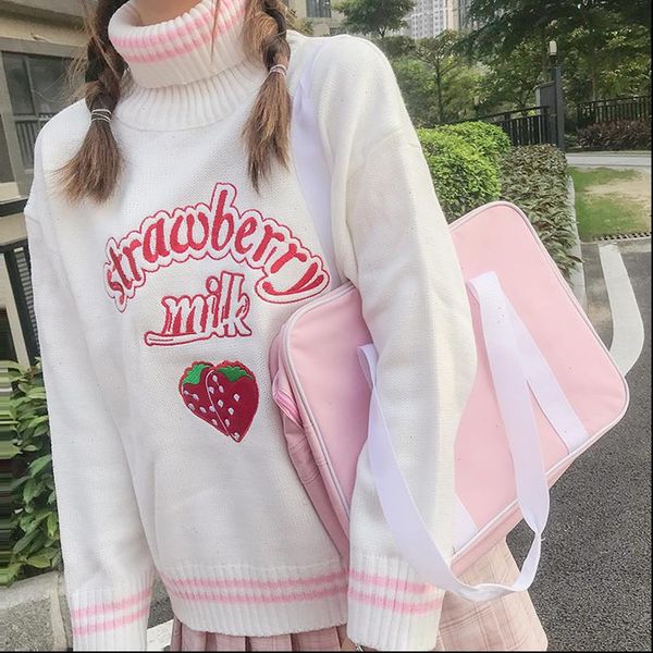 womens sweaters japanese kawaii ulzzang cute strawberry loose turtleneck sweater female korean harajuku clothing for women, White;black
womens sweaters japanese kawaii ulzzang cute strawberry loose turtleneck sweater female korean harajuku clothing for women, White;black