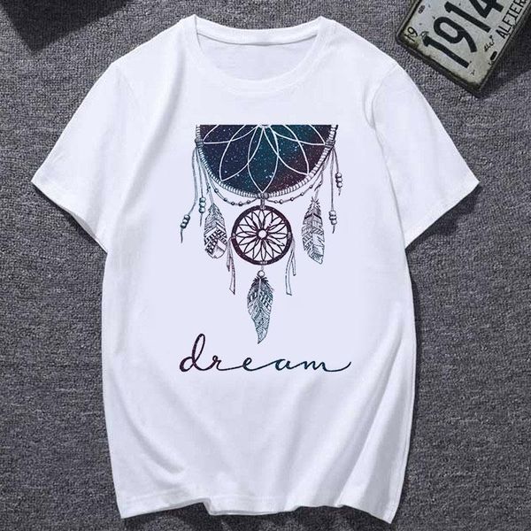 women's t-shirt dreamcatcher casual o-neck shirt retro ladies harajuku short-sleeved flower earrings printed, White
women's t-shirt dreamcatcher casual o-neck shirt retro ladies harajuku short-sleeved flower earrings printed, White