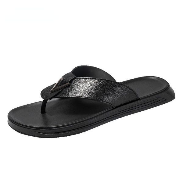 slippers summer men flip flops beach leather flats sandals outdoor rubber shoes, Black
slippers summer men flip flops beach leather flats sandals outdoor rubber shoes, Black