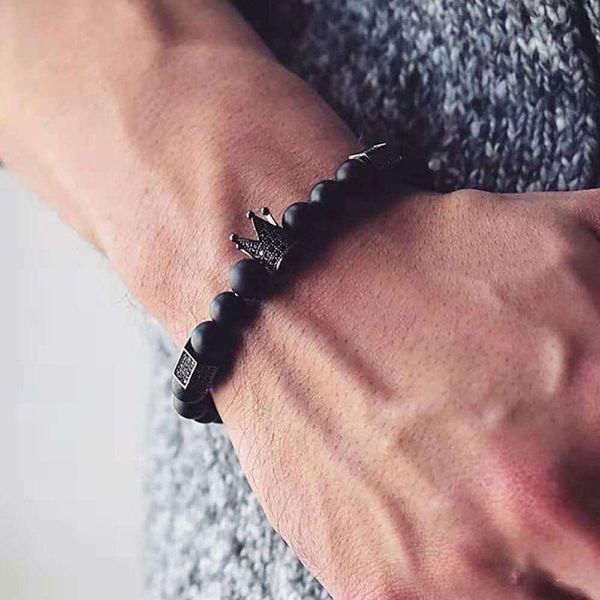 charm bracelets 8mm crown king bracelet for men women black matte onyx stone beads jewery gift, Golden;silver
charm bracelets 8mm crown king bracelet for men women black matte onyx stone beads jewery gift, Golden;silver