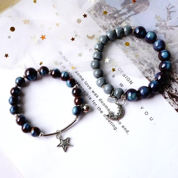charm bracelets 2pcs kiln ceramic beads couple girlfriends bracelet with a pair of magnetic attraction cold wind the stars moon hand string, Golden;silver
charm bracelets 2pcs kiln ceramic beads couple girlfriends bracelet with a pair of magnetic attraction cold wind the stars moon hand string, Golden;silver