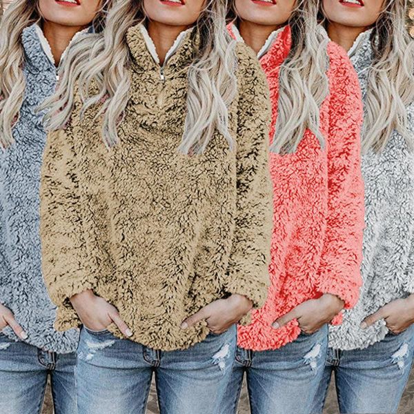 women's tracksuits 2021 fashion high neck long sleeve zipper blouse plush coat, Gray
women's tracksuits 2021 fashion high neck long sleeve zipper blouse plush coat, Gray