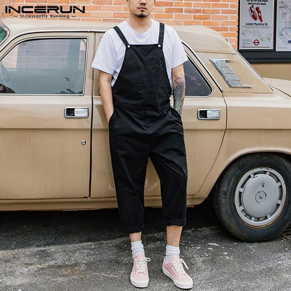 men's pants incerun 2021 fashion men cargo overalls pockets solid baggy casual joggers suspender trousers bib streetwear jumpsuits, Black
men's pants incerun 2021 fashion men cargo overalls pockets solid baggy casual joggers suspender trousers bib streetwear jumpsuits, Black