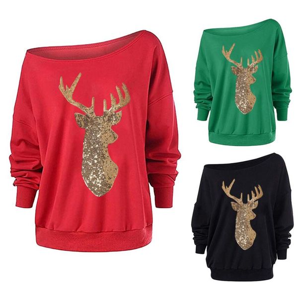 sequin elk christmas women sweatershirt long sleeve skew collar pullover blouse casual slash neck sweatershirts women's hoodies & swea, Black
sequin elk christmas women sweatershirt long sleeve skew collar pullover blouse casual slash neck sweatershirts women's hoodies & swea, Black