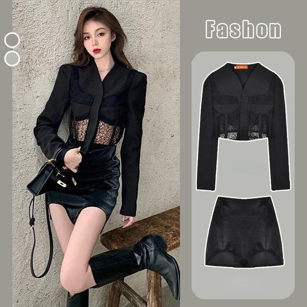 two piece dress suit female 2021 autumn black lace hollow jacket + high waist bag hip skirt two-piece, White
two piece dress suit female 2021 autumn black lace hollow jacket + high waist bag hip skirt two-piece, White