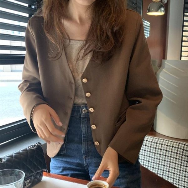 women's jackets chic early autumn short style suit coat female korean elegant v-neck all-matching casual small, Black;brown
women's jackets chic early autumn short style suit coat female korean elegant v-neck all-matching casual small, Black;brown