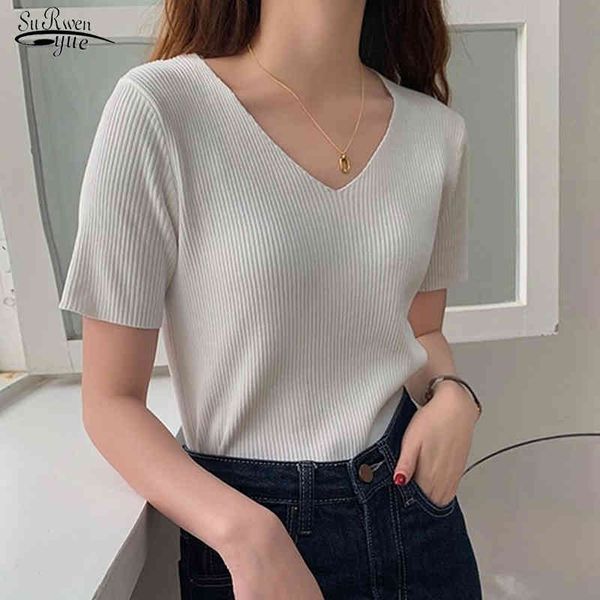 short sleeve silm summer blouse for women v-neck plus size white tee woman shirts knitted casual blusas 13436 210521
short sleeve silm summer blouse for women v-neck plus size white tee woman shirts knitted casual blusas 13436 210521
