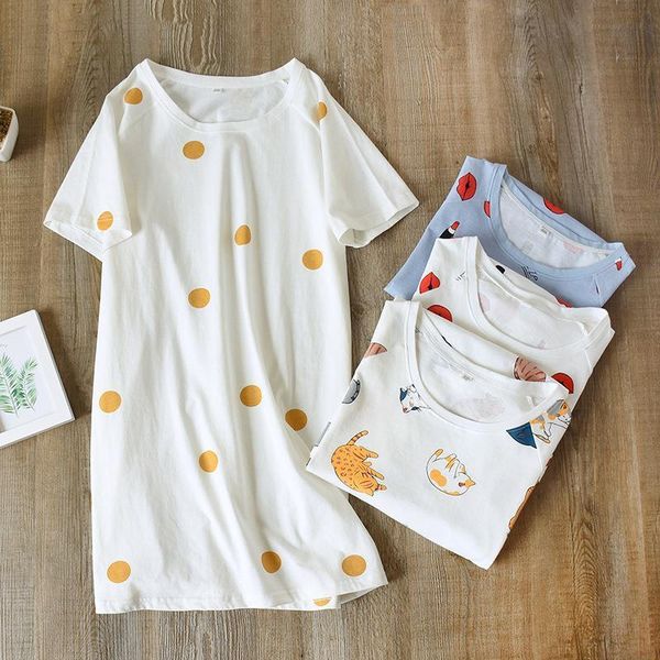 Summer Cotton Nightgown Womens Sleepwears Short Sleeve Sleep Dress Korean Lovely Cartoon Print Nightwear Round Neck Female Plus Size Loose, Black;red
Summer Cotton Nightgown Womens Sleepwears Short Sleeve Sleep Dress Korean Lovely Cartoon Print Nightwear Round Neck Female Plus Size Loose, Black;red