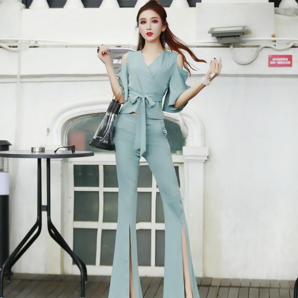 women 2021 summer fashion two-piece suits female solid color chiffon ladies high waist slim flare pants sets m27 women's two piece, White
women 2021 summer fashion two-piece suits female solid color chiffon ladies high waist slim flare pants sets m27 women's two piece, White