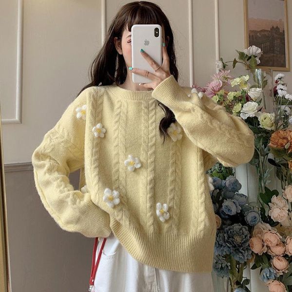 women's sweaters preppy style flower knit sweater women o neck loose elegaht thicked pull femme print kawaii pullovers ns4927, White;black
women's sweaters preppy style flower knit sweater women o neck loose elegaht thicked pull femme print kawaii pullovers ns4927, White;black