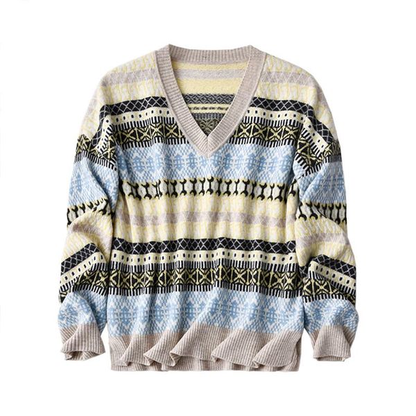 women's sweaters shuchan women clothes 2021 korean fashion england style v-neck wool sweater geometric loose-fitting drop, White;black
women's sweaters shuchan women clothes 2021 korean fashion england style v-neck wool sweater geometric loose-fitting drop, White;black