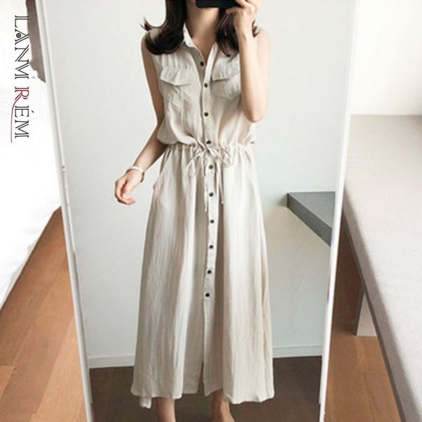 women's beige single-breasted drawstring mid-length dress lapel sleeveless loose fashion trendy summer 2e1327 210507, Black;gray
women's beige single-breasted drawstring mid-length dress lapel sleeveless loose fashion trendy summer 2e1327 210507, Black;gray